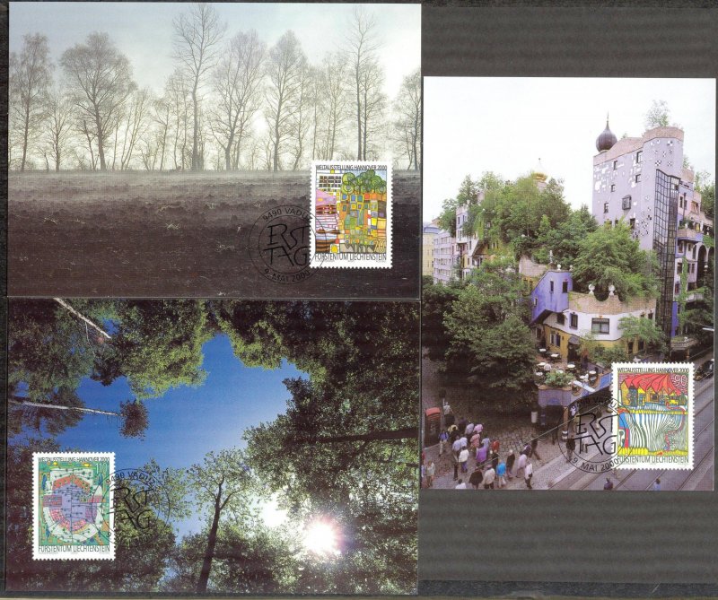 Liechtenstein 2000 Environment and Development 3 Maxi Cards FDC