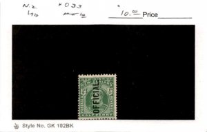 New Zealand, Postage Stamp, #O33 Mint LH, 1910 Official (AB)