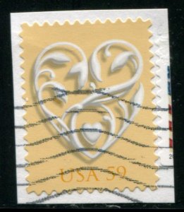 4272 US 59c Wedding Hearts SA, used on paper