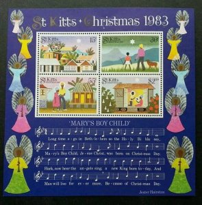 *FREE SHIP St. Kitts Christmas 1983 Sing Song Music (miniature sheet) MNH