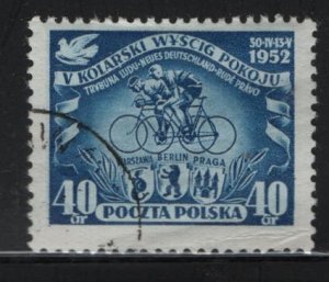 POLAND, 547, USED, 1952, RACING CYCLISTS