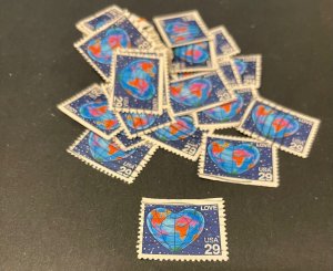 ~~VINTAGE TREASURES ~~ Stamps For Crafting: US Globe Love 29c; 30 Pieces