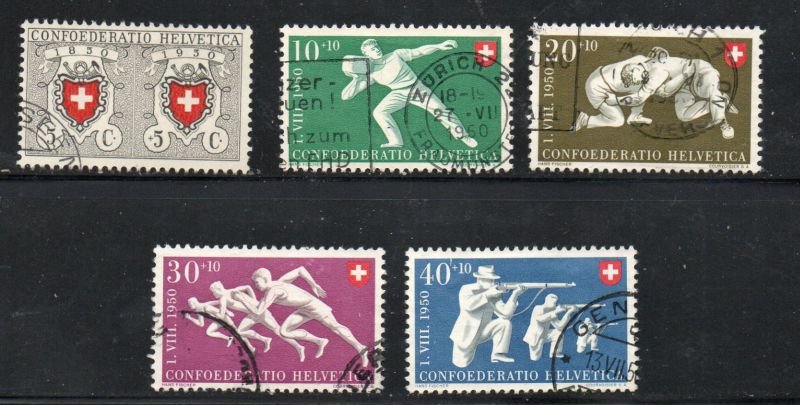 Switzerland Sc B191-95 1950 Sports  Red Cross stamp set used