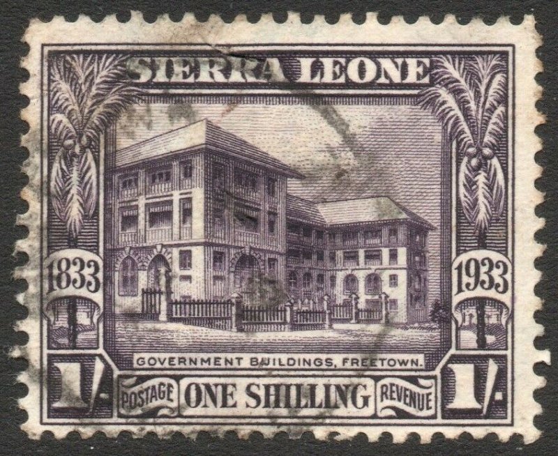 SIERRA LEONE-1933 Wilberforce 1/- Violet Sg 176 GOOD USED V42941