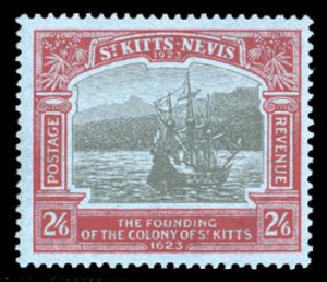 St. Kitts-Nevis #61 Cat$52.50, 1923 2sh6p red and black, lightly hinged