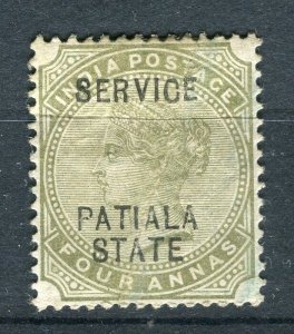 INDIA; PATIALA 1890s early QV SERVICE Optd. Mint hinged 4a. value