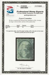 US #93 USED 2 Cent 1867 Andrew Jackson with PSE Cert