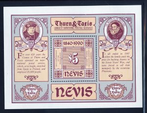 Nevis 605 MNH, Penny Black 150th.Anniv. Souvenir Sheet from 1990.