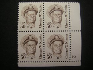 Scott 1869f, 50c Chester W. Nimitz, PB4 #2 LR, MNH Great Americans, large block