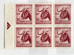 SOUTH AFRICA; 1954 early QEII Wildebeest issue MINT MNH 1d. Positional BLOCK