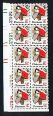 US Stamp #1730 MNH - Christmas Mailbox Plate Block 12