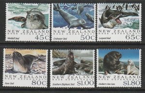 1992 New Zealand - Sc 1094-9 - MNH VF - 6 singles - Antarctic Seals