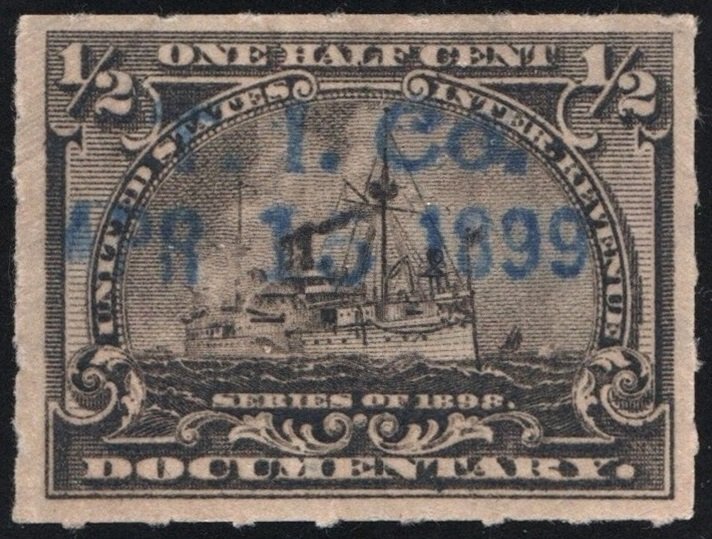 R162 1/2¢ Battleship Documentary Stamp (1898) Date Stamp