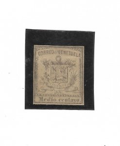 VENEZUELA 1862 NATIONAL COAT MEDIO REAL SCOTT 8 MICHEL 5 PEELED