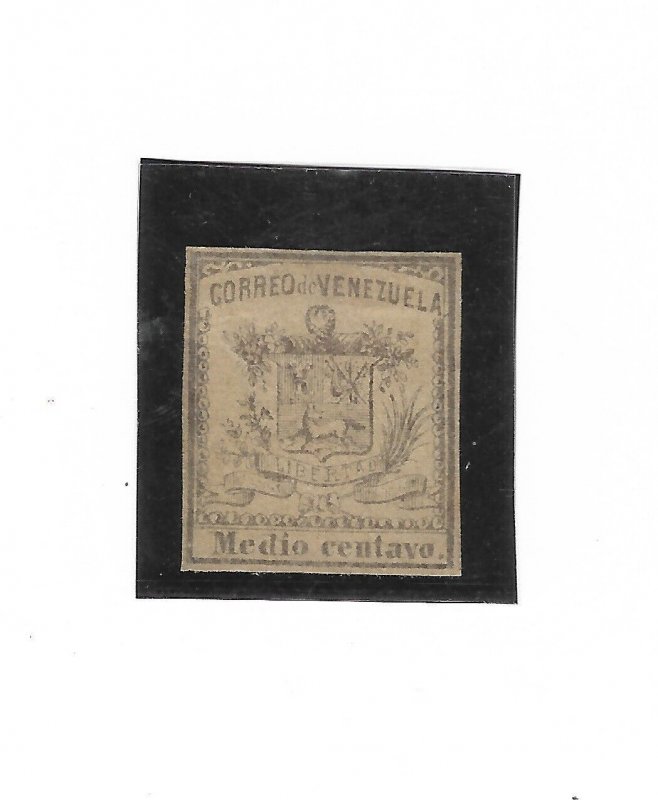 VENEZUELA 1862 NATIONAL COAT MEDIO REAL SCOTT 8 MICHEL 5 PEELED