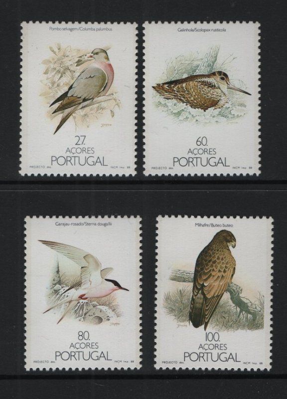 Portugal  Azores   #371-374   MNH  1988 birds