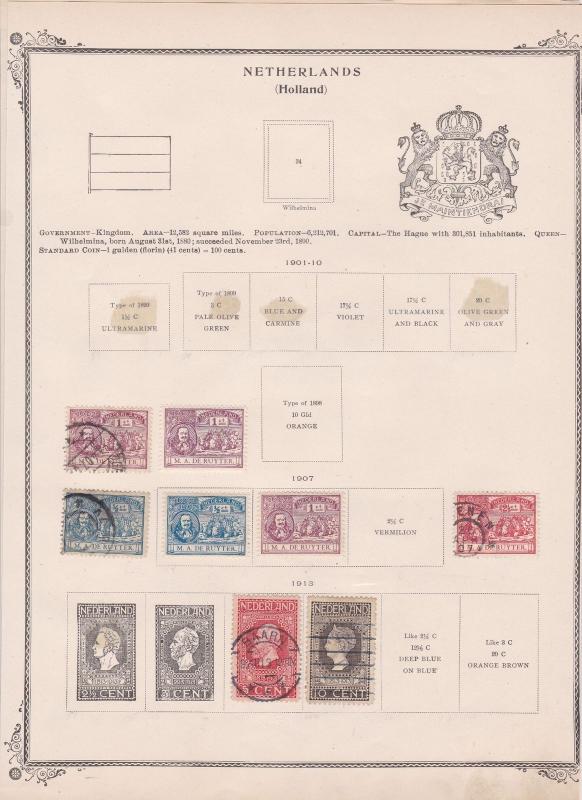 netherlands stamps on album page  ref 13530