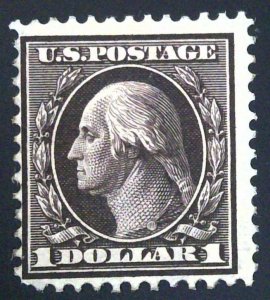 Scott #342 - F - $1 Violet Brown - Washington - OG HR - Tiny thin - 1909