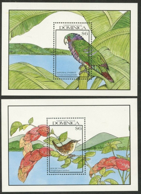 DOMINICA Sc#1249-1250 1990 Birds Two Souvenir Sheets OG Mint NH