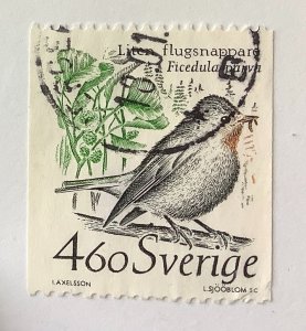 Sweden 1989 Scott 1728 used- 4.60kr,  Animals in Threatened Habitats, Flycatcher