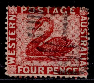 WESTERN AUSTRALIA QV SG78x, 4d carmine, FINE USED. Cat £45. WMK CA SIDE REV