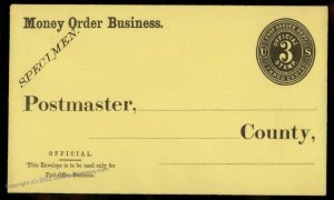 USA SPECIMEN UNLISTED 3c Post Office Money Order UPSS PD33 Stationery 86093