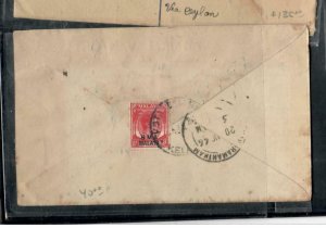 MALAYA KELANTAN BMA COVER (P2908B)1946 KGVI 8C BMA COVER KELANTAN TO INDIA 