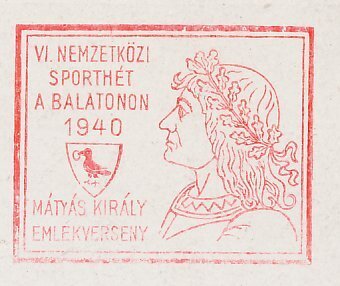 Meter card Hungary 1940 International Sports Week at Lake Balaton 