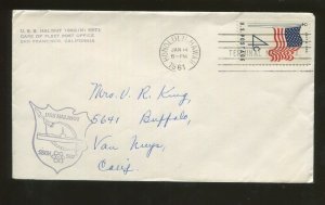 U.S.S Halibut SSGN 587 Submarine Postal Cover Honolulu Hawaii 1961