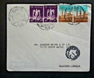 1964 Alexandria United Arab Republic To Halifax Canada Airmail Cover