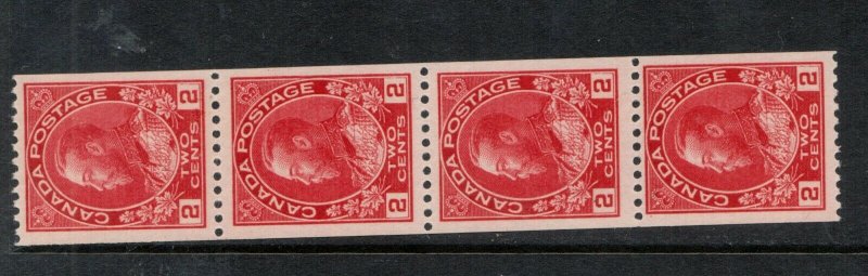 Canada #132iii Very Fine Never Hinged Coil Strip Of Four **With Certificate**