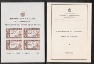 Cuba #C33 MNH Sir Rowland Hill & Map IMPERF Souvenir Sheet W/Folder (16261)