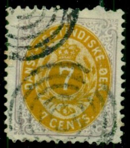 DANISH WEST INDIES #9a, 7¢ bicolor, 1st printing, used w/Wedge in Rings cancel