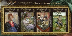 2021/09 - CHAD - HENRI DE TOULOUSE LAUTREC    1V complet set    MNH ** T