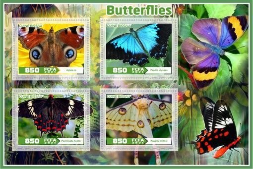 Stamps. Insects. Butterflies 2021 year 1+1 sheets perforated  Guinea-Bissau