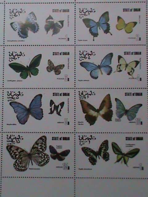 OMAN AIRMAIL-COLORFUL BEAUTIFUL LOVELY BUTTERFLIES  MNH SHEET-VF-LAST ONE