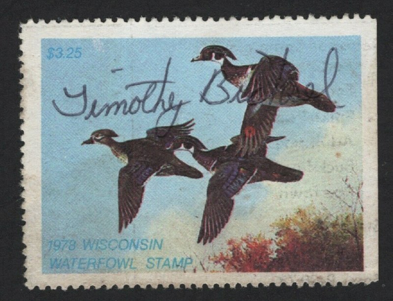 United States USED DUCK STAMP 1978 WISCONSIN  F-VF -  BARNEYS