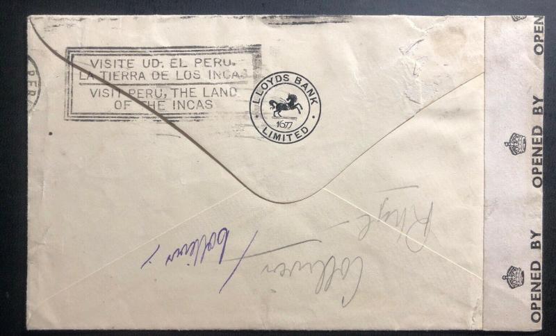 1944 England Lloyd Bank Censored Mixed Franking Cover To Montevideo Uruguay