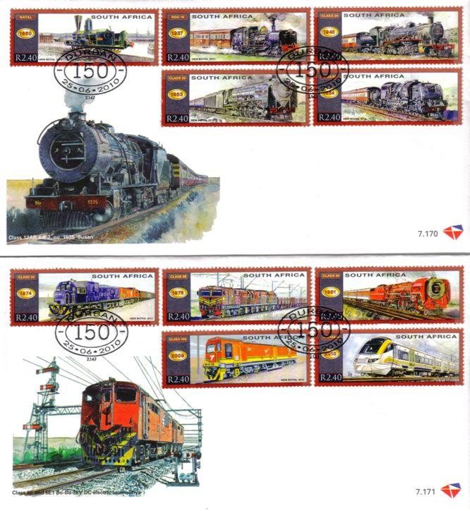 South Africa - 2010 SA Railways 150 Years FDC Set SG 1787-1796