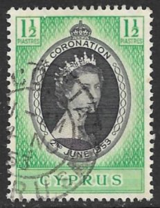 CYPRUS 1953 QE2 CORONATION Issue Scott No. 167 VFU