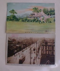 JAPAN  ENGLISH CANCELS on 2 DIFF. PICTURE CARD 1931