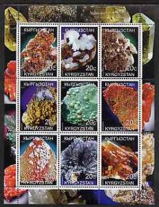 Kyrgyzstan 2000 Minerals perf sheetlet containing 9 value...