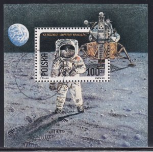 Poland 1989 Sc 2910a First Moon Landing 20 Year Anniversary Stamp SS CTO H