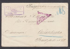 Austria, 1917 POW Censored cover to Red Cross, Copenhagen, boxed Postmark