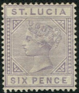 St. Lucia SC# 34 (SG#35) Victoria, 6p Die A MNG possible light crease