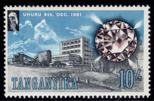 TANGANYIKA QEII SG118, 10s black, reddish purple & light blue, NH MINT. Cat £20.