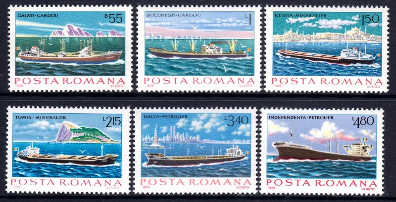 Romania 1981 Danube Commission - Steamers Complete Mint MNH Set SC 2995-3000