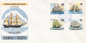 Samoa 1979 Set of Four Sailing Ships complete on Official FDC Color Cachet Clean