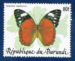 [sto665b] BURUNDI 1989 Scott#654D SURCHARGED 80frs BUTTERFLY Used — RARE