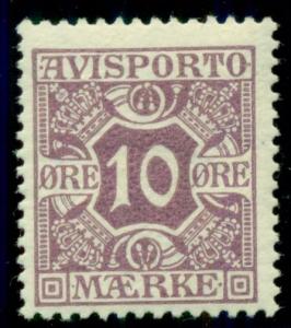 DENMARK #P4 (Ti4) 10ore lilac, og, LH, VF, Scott $57.50